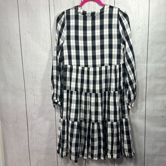 Maeve Anthropologie Gingham Tiered Mini Dress Cottagecore Picnic Fall Layering - Picture 14 of 14